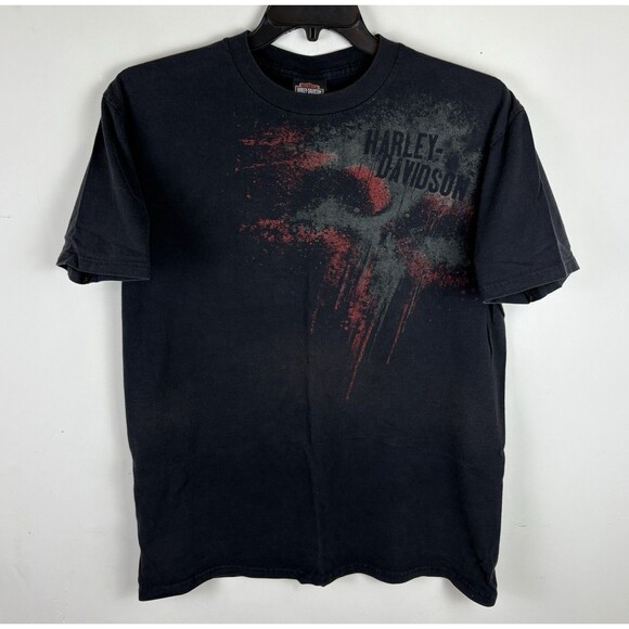 Vintage Y2K Harley Davidson / Punisher Graphic T - Shirt / Black/Faded / Large - Picture 1 of 5
